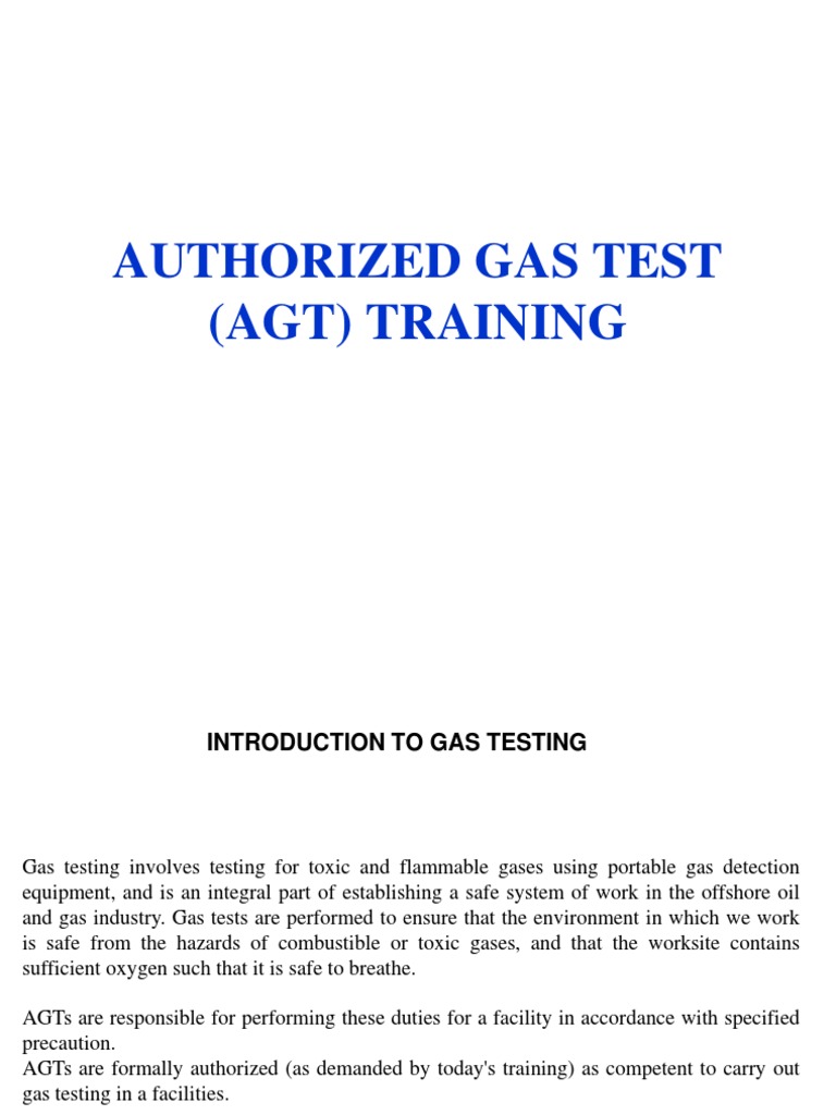 Authorised Gas Tester Competence Training Package Combustion