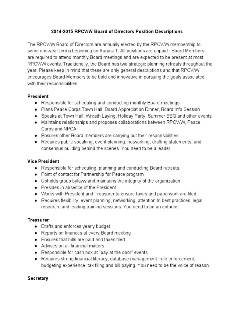 2014-2015 Board Positions | PDF | Board Of Directors | Social Media