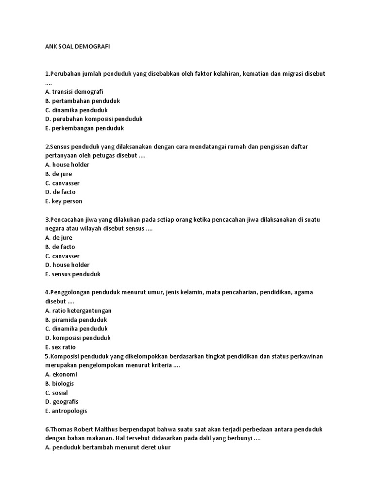Soal Demografi