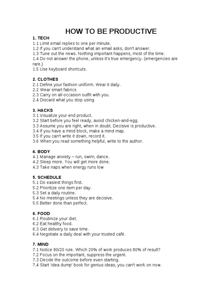 How To Be Productive (Fix) | PDF