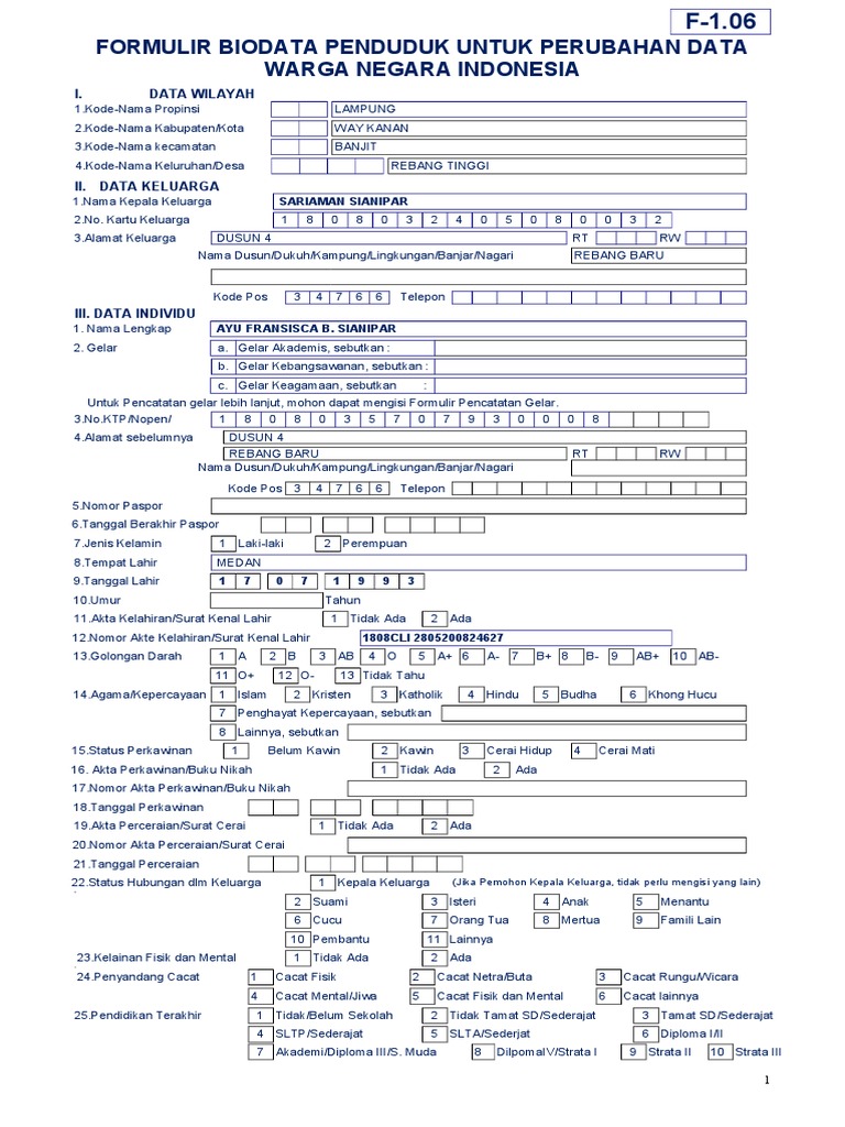 Formulir Perubahan Biodata Penduduk WNI (F1.06)AYU