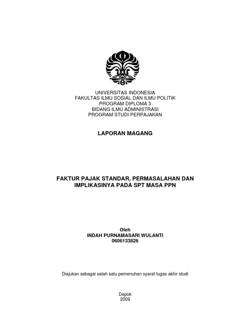 Menyatakan Bahwa Laporan Magang Yang Berjudul Faktur Pajak Standar
