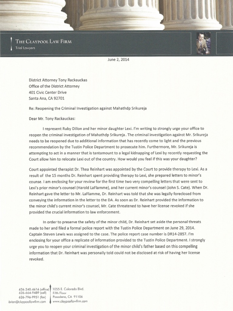 Civil Right Attorney Brian Claypool Writes A Compelling Letter To