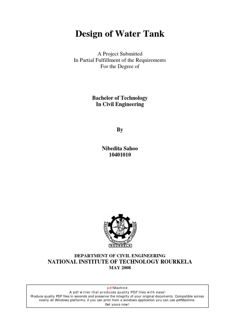 Water Tank Design PDF Bending Concrete