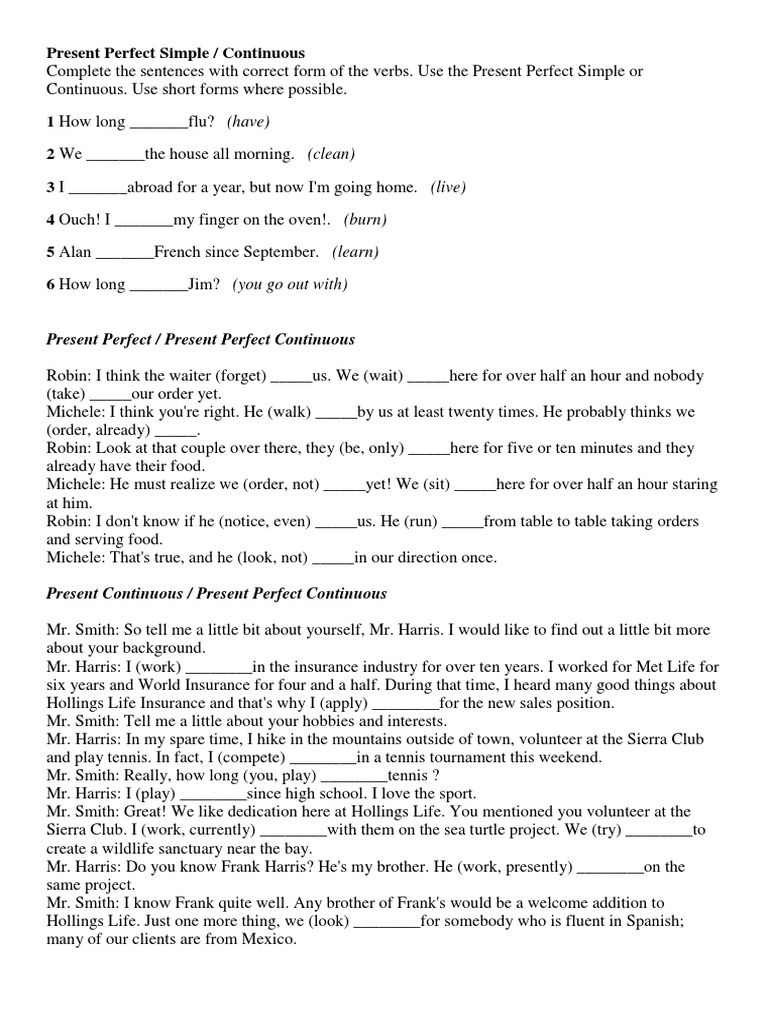 Present Perfect Simple vs Continuous | PDF | Languages