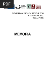 Memoria Olimpiada Juevenil 2010 Etapa Municipal Tijuana B.C.