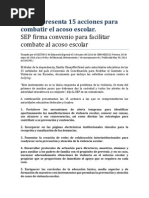 La SEP Presenta 15 Acciones para Combatir El Acoso Escolar
