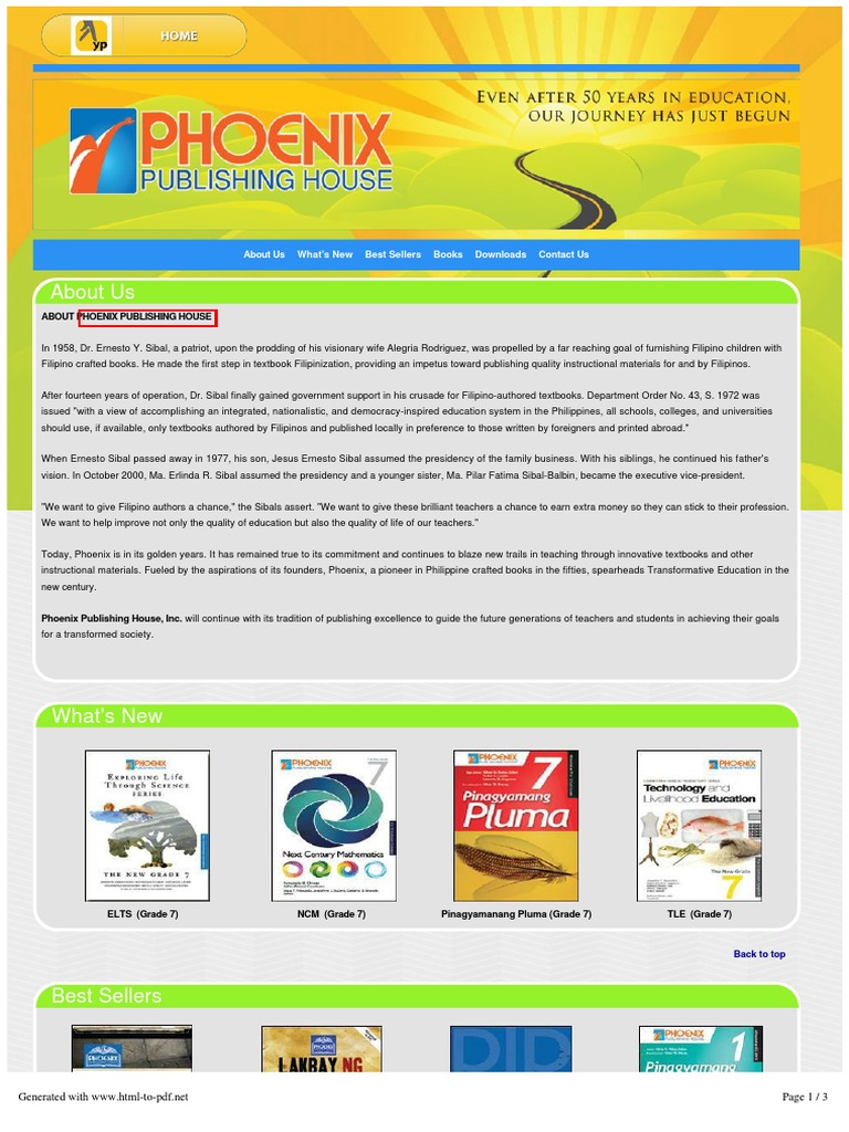 Phoenix Publishing House Overview | PDF | Philippines | Teachers