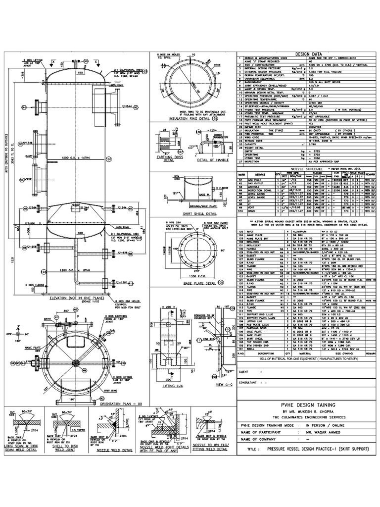 Pressure Vessel Design Training Practice1 Skirt Support PDF