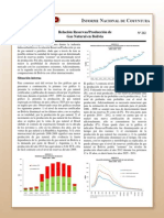 Relacion Reservas Produccion de Gas Natural en Bolivia