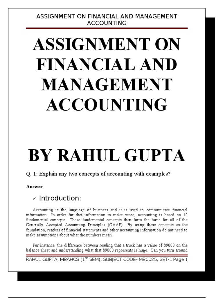 financial and managerial accounting assignment 01