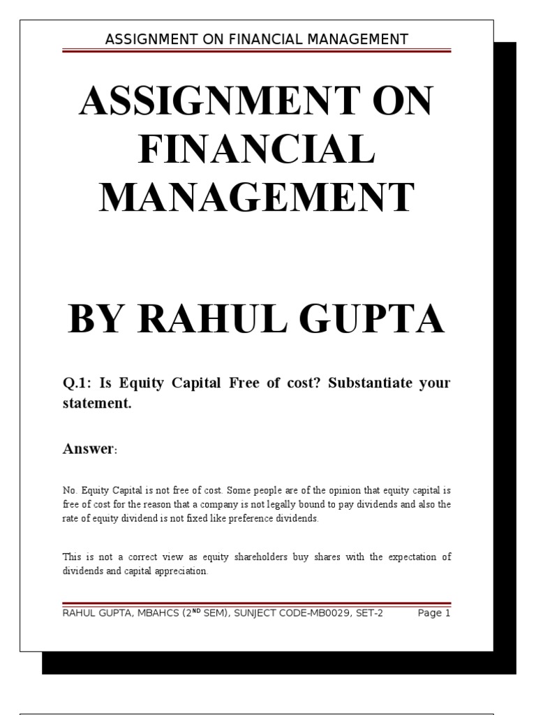 Assignment On Financial Management | PDF | Net Present Value | Internal ...