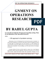 Assignment On Operations Research