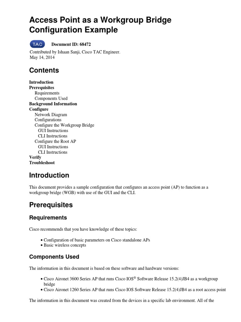 Configure WGB 00 PDF | PDF | Wireless Lan | Wireless Access Point