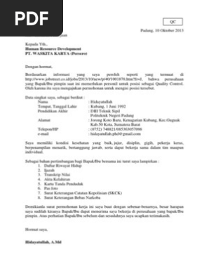 11+ Contoh Surat Lamaran Waskita Karya - Kumpulan Contoh 