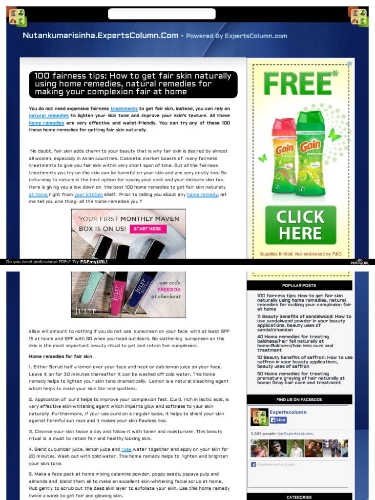Http Nutankumarisinha Expertscolumn Com Article 100 Fairness Tips How Get Fair Skin Naturally Using Home Remedies Natural Remedies For Getting Fair Complexion Home Juice Beverages
