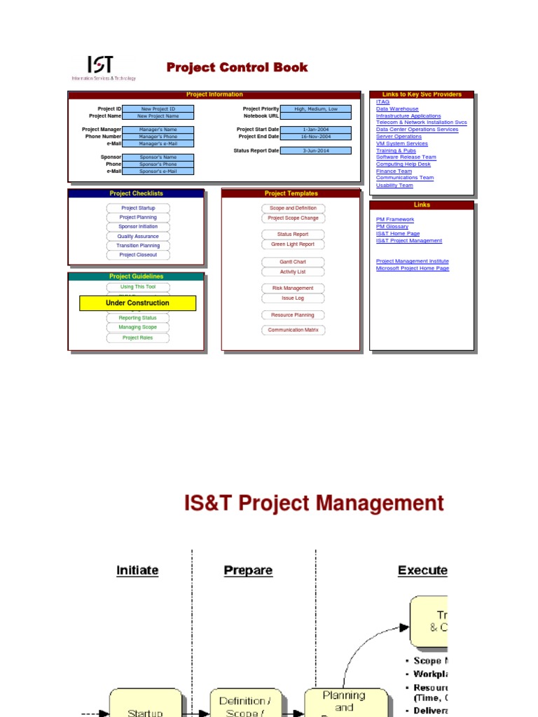 Project Control Book: Links To Key SVC Providers Project Information ...