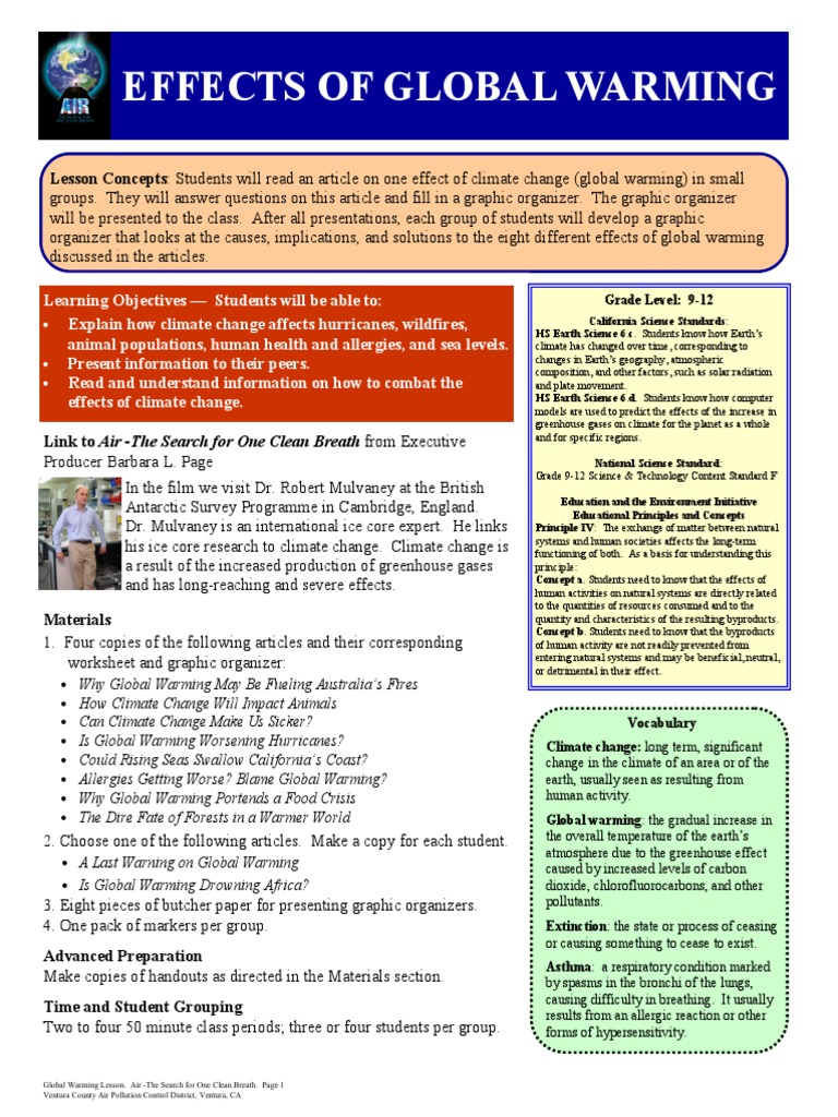 Effects of Global Warming on Climate | PDF | Global Warming | Climate ...