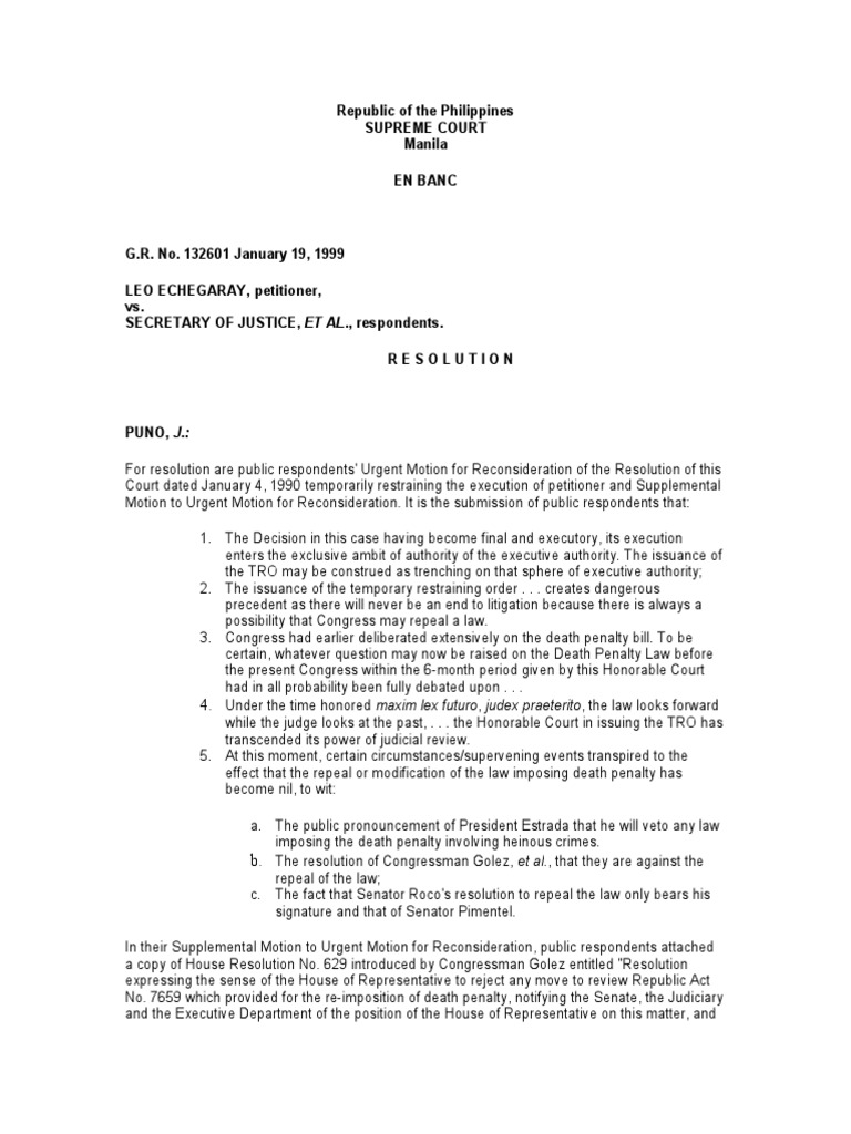 Echegaray vs secretary of justice pdf capital punishment united