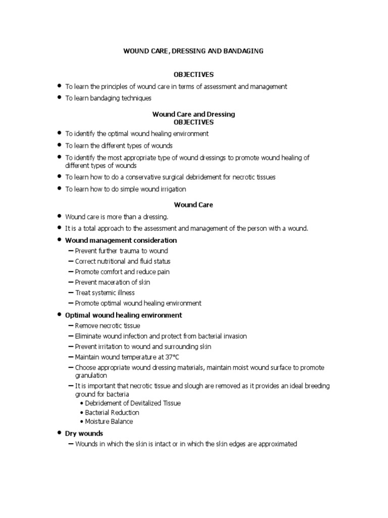 Wound Care and Dressing Techniques | PDF | Wound | Medicine