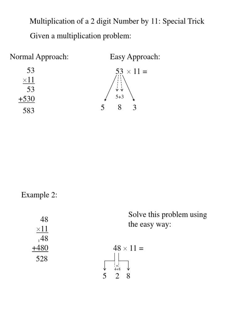 Multiply 2-Digit Numbers by 11 Easily | PDF