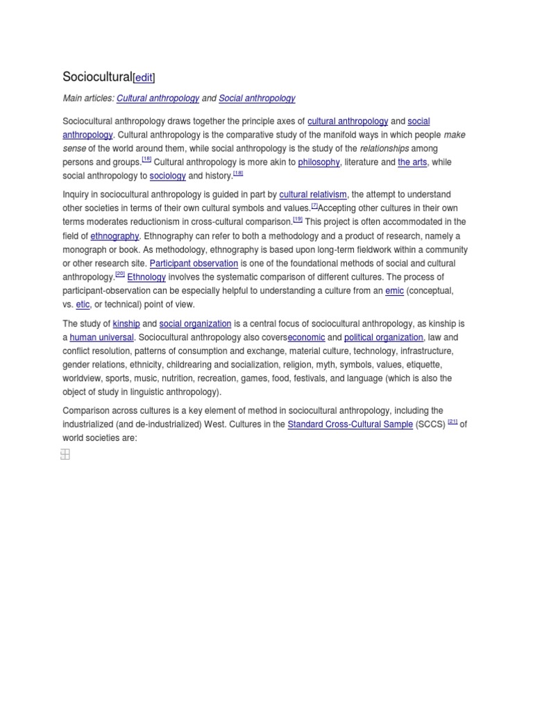 Overview of Sociocultural Anthropology | PDF | Politics | History
