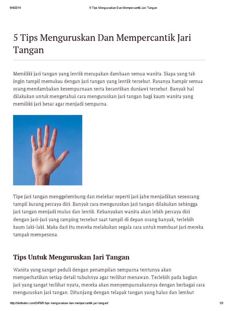 5 Tips Menguruskan Dan Mempercantik Jari Tangan Pdf