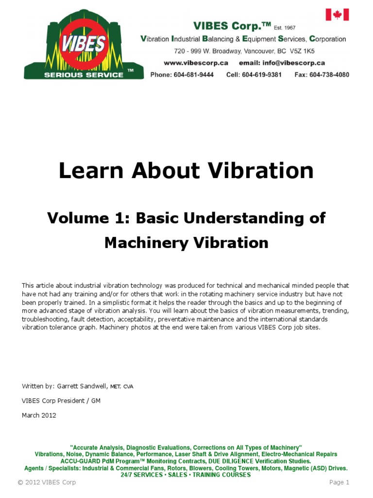 Basic Understanding of Machinery Vibration | PDF | Bearing (Mechanical ...