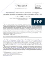 Transformational and Charismatic Leadership: Assessing The Convergent, Divergent and Criterion Validity of The MLQ and The CKS Jens Rowold A,, Kathrin Heinitz B