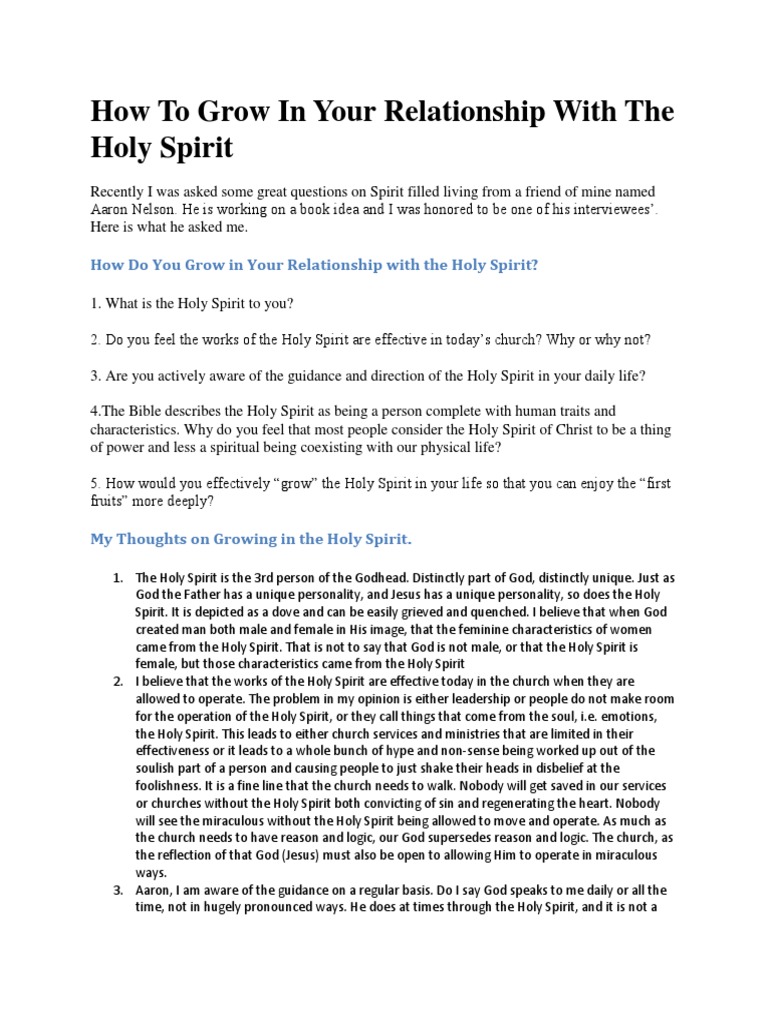 How To Grow in Your Relationship With The Holy Spirit | PDF | Holy ...
