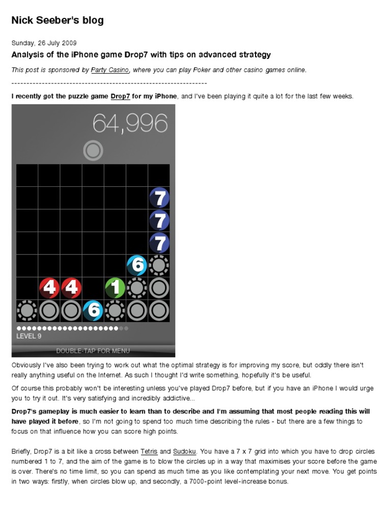 Drop7 iPhone Game Strategy Guide | PDF