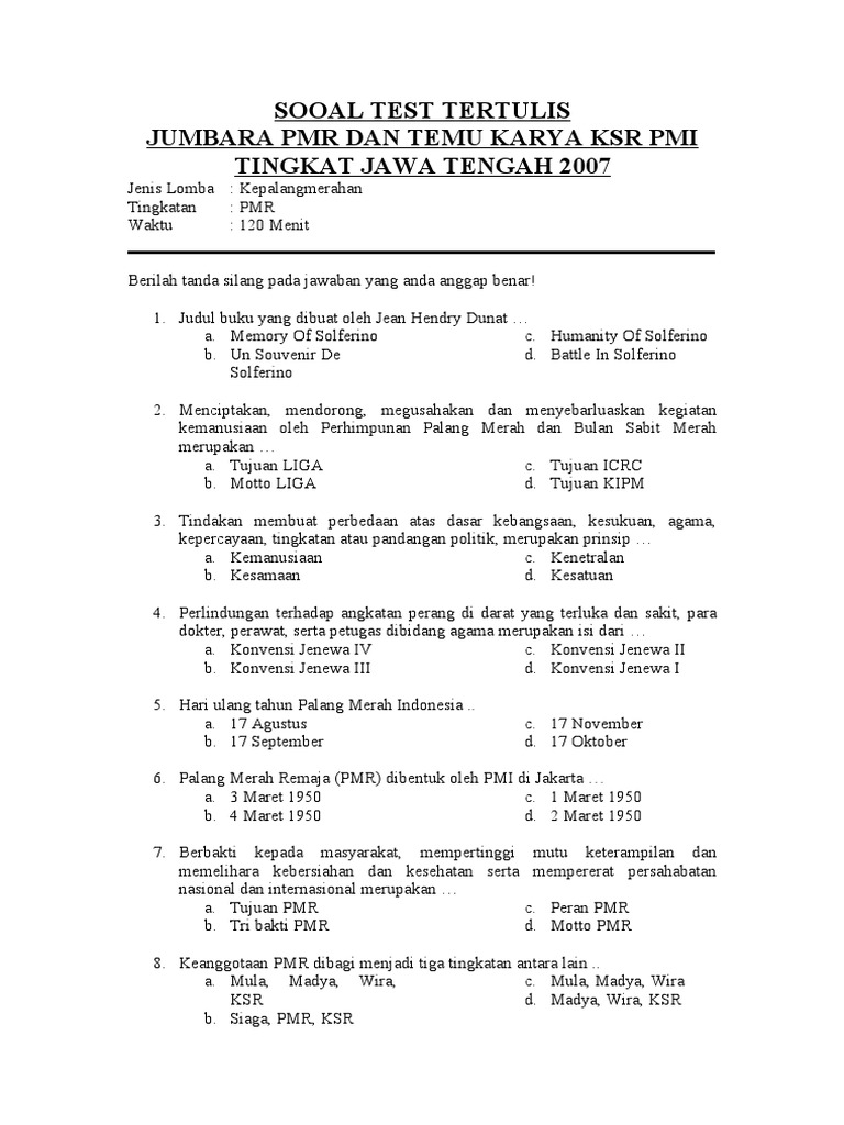 Sooal Test Tertulis Jumbara Pmr