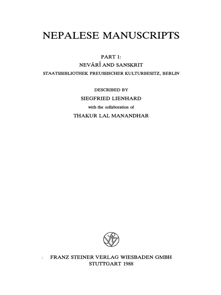 Nepalese Manuscripts PT 1 Newari and Sanskrit | PDF