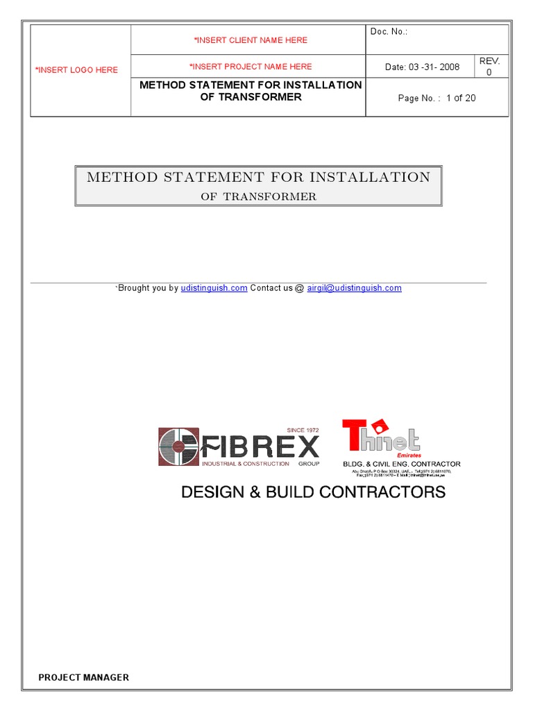 Transformer Installation Method Statement | PDF | Business