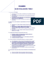 Examen de evaluación sobre prevención de riesgos laborales