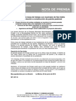 NP. 047-14 Emape Continuará Mesa de Trabajo Con Municipio de San Isidro para Buscar Solución A Construcción de Puente Peatonal