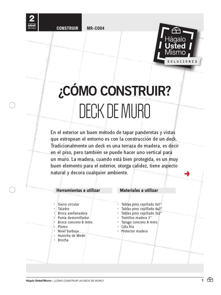 Mr-Co04 - Construir Deck Muro | PDF | Perforar | Science