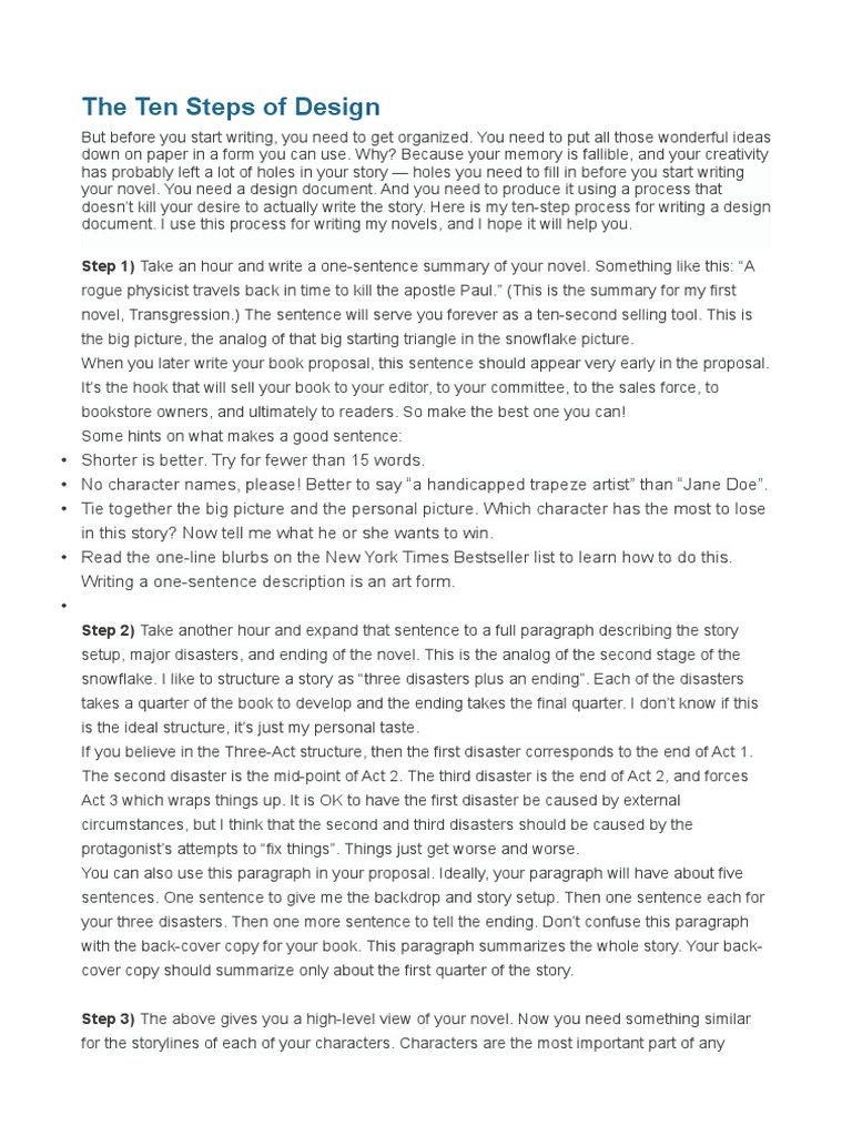 The Snowflake Method | Download Free PDF | Plot (Narrative) | Spreadsheet