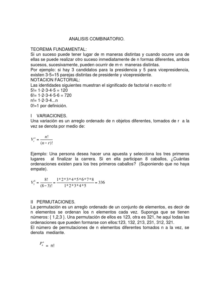 Analisis Combinatorio | PDF | Métodos y materiales de enseñanza