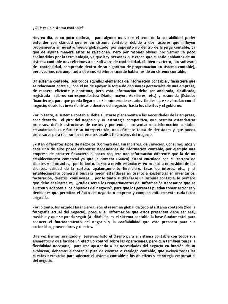 Sistema Contable PDF | PDF | Contabilidad | Toma de decisiones