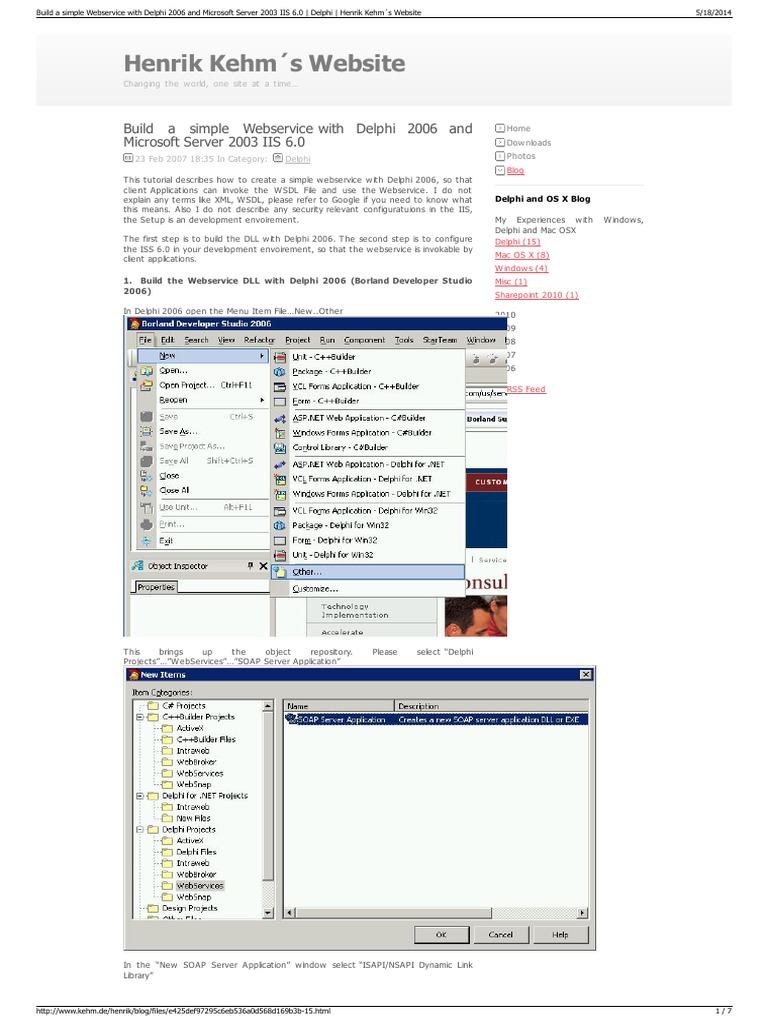 Build A Simple Webservice With Delphi 2006 and Microsoft Server 2003 ...