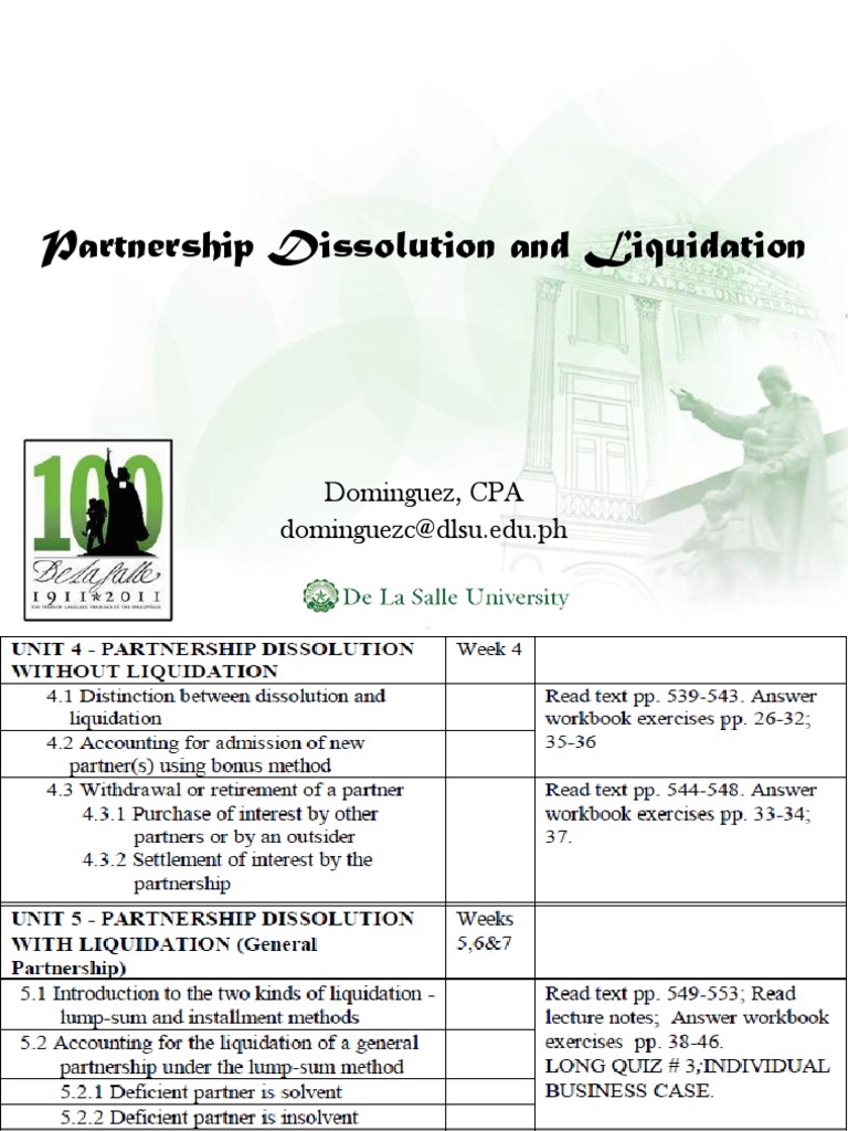 Partnership Dissolution vs Liquidation | PDF | Partnership | Liquidation