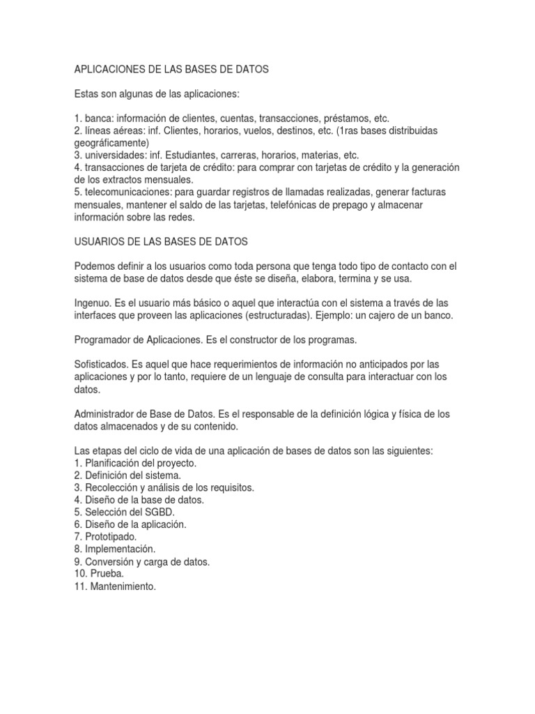 Aplicaciones de Bases de Datos en Sectores | PDF | Gestión de la ...