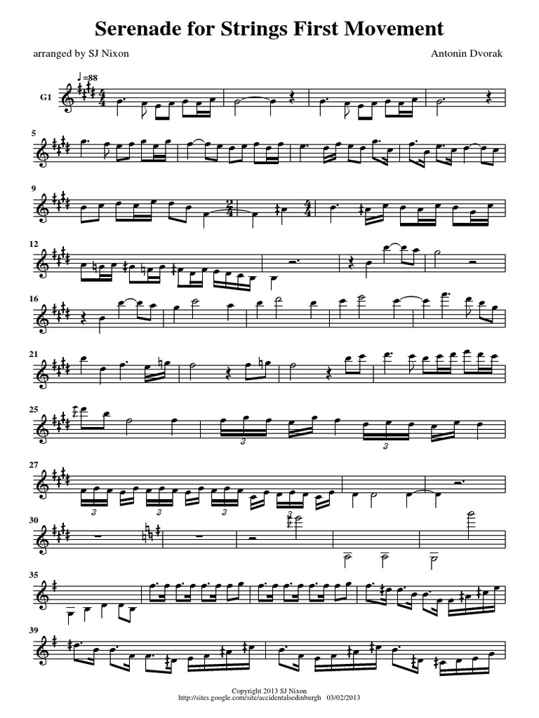Serenade for Strings First Movement Antonin Dvorak arranged by SJ