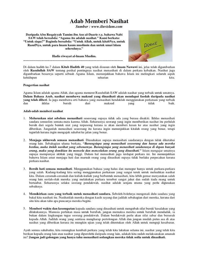 Adap Memberi Nasihat Pdf
