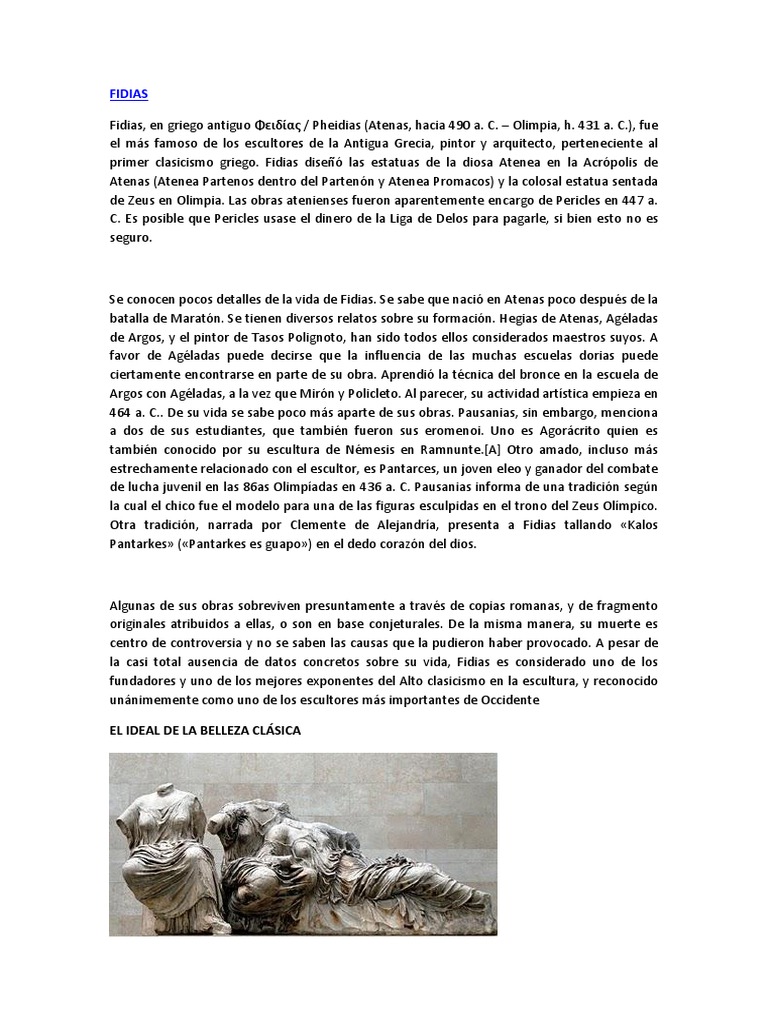 FIDIAS | PDF | Antigua Grecia | Antiguedad clasica