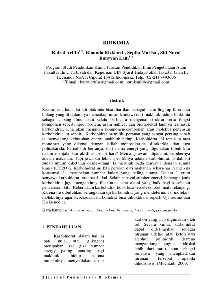 ➤ Contoh jurnal karbohidrat