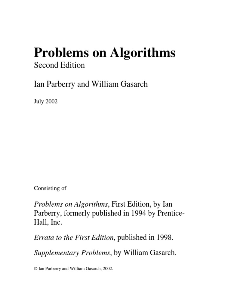 Problems in Algorithms | PDF | Teaching Methods & Materials | Computers