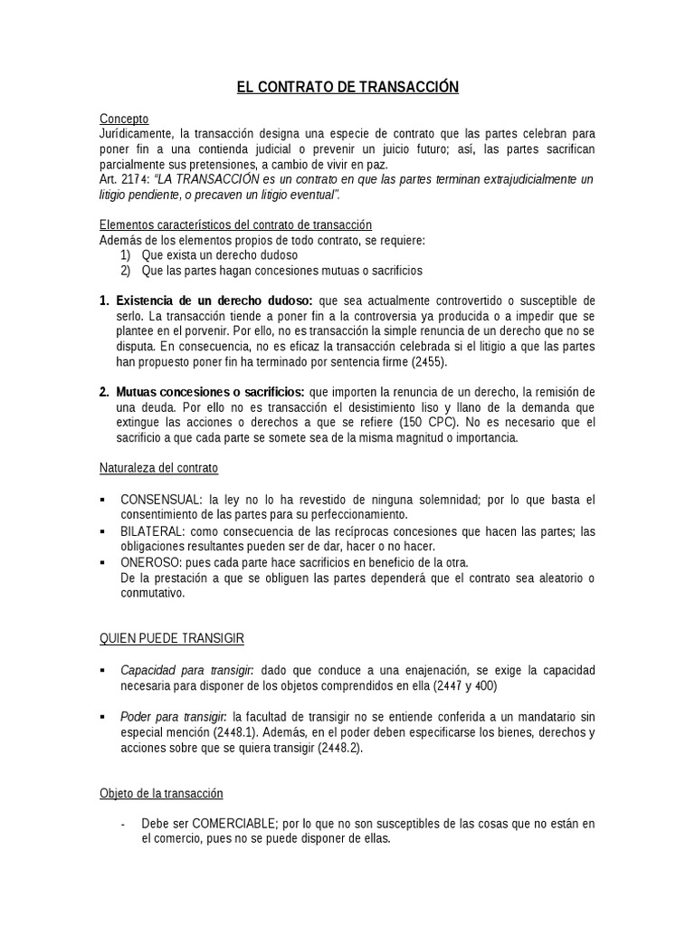 El Contrato de Transacción | PDF | Jurisprudencia | Instituciones sociales