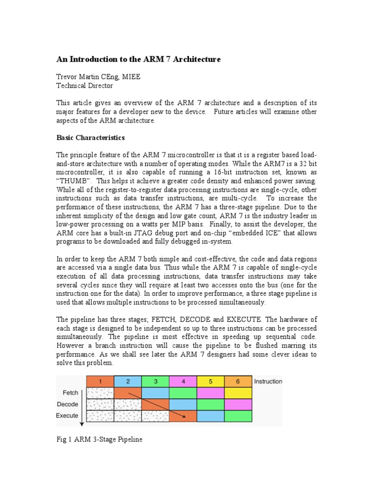 An Introduction To The ARM 7 Architecture PDF Arm Architecture